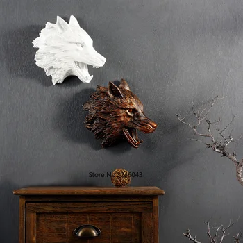 Европейская креативная голова волка, настенные молдинги в виде животных, стена гостиной, ретро-подвеска, декоративная трехмерная