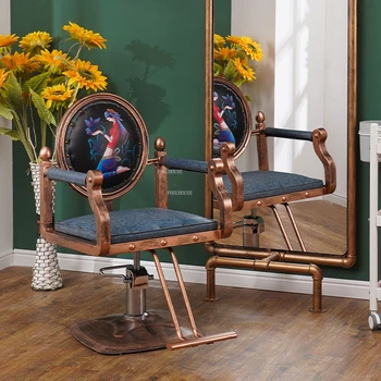 Европейские парикмахерские кресла в стиле ретро, Современное Профессиональное кресло для салона красоты, мебель для американского салона, Подъемное Вращающееся Парикмахерское кресло