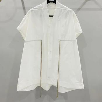 Женская роскошная футболка в японском стиле с классическим дизайном на талии с завязками, свободная, элегантная, оригинальная, знаменитые блузки с короткими рукавами