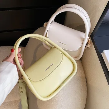 Женская сумка через плечо 2022, кошелек и сумочка из искусственной кожи, женская модная повседневная однотонная квадратная сумка с простым буквенным принтом