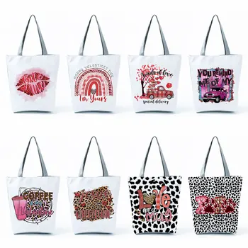Женские пляжные сумки-тоут большой вместимости для девочек, сумки с принтом Love, эко-сумки для покупок многоразового использования с изображением леопардовых букв, портативные складные