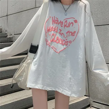 Женские толстовки Японский Harajuku Ulzzang Винтажный повседневный свободный свитшот Ins с буквенным принтом Женская корейская одежда для женщин