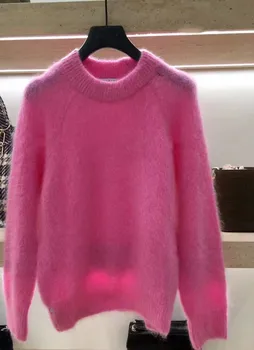 Женский вязаный пуловер с круглым вырезом 2021, осенне-зимний Женский тонкий свитер с длинным рукавом