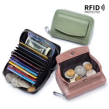 Женский кошелек, маленький кошелек из натуральной кожи, женские кошельки, держатели RFID-карт, Короткий женский кошелек для монет, Маленький женский кошелек, сумка для денег