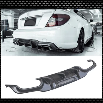 Защита диффузора заднего бампера V-образного типа из углеродного волокна для Mercedes-Benz C Class W204 2D 4D C63 2011-2014 Автотюнинг