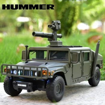 Имитация модели бронированного автомобиля Hummer H1 из сплава 1:32, Литая под давлением металлическая игрушка, Модифицированная коллекция моделей внедорожников, Детские подарки