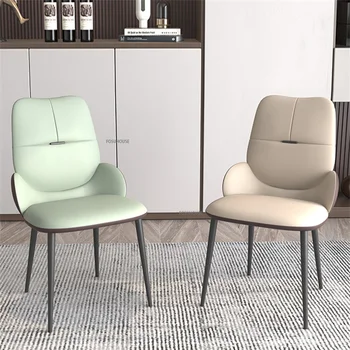 Итальянские роскошные кожаные обеденные стулья для ресторана, простой дизайнерский стул, высококачественное кресло для гостиной с удобной спинкой