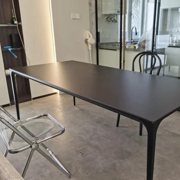 Итальянский стиль чистый черный стол из каменной плиты Deli Fung бытовой чрезвычайно простой легкий роскошный стол из скандинавского алюминиевого сплава
