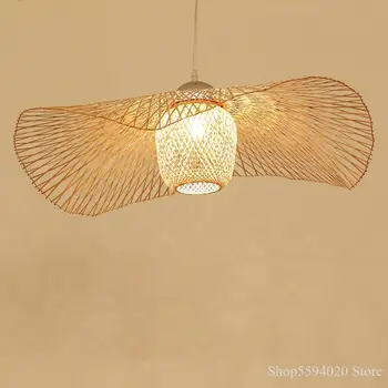 Китайский бамбуковый подвесной светильник Плетеный ротанговый абажур E27 Лампы для гостиной спальни столовой домашнего декора внутреннего освещения