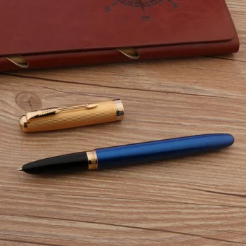 Классическая Металлическая Авторучка JinHao 85 Blue Spin 0.38 мм Канцелярские Принадлежности Офисные Принадлежности Ручки с Золотыми Чернилами