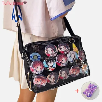 Классические наплечные Черные женские сумки ItaBag, японская Прозрачная холщовая Мягкая сумка для девочек, милая прозрачно-розовая сумка Ita Bag H215