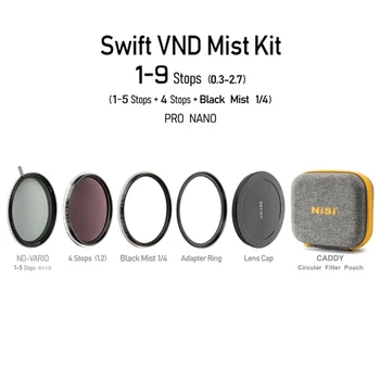 Комплект круглых адсорбируемых фильтров Nisi Swift True Color с переменным значением ND1-9 остановок (1-5 остановок + 4 остановки) Черный туман 67 мм 72 мм 77 мм 82 мм 95 мм