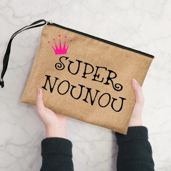 Косметичка для девочек с принтом Super Nounou, женская Косметичка, Органайзер для женских туалетных принадлежностей, дорожная холщовая сумка для стирки, сумка для хранения