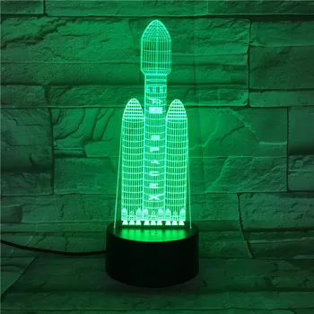 Креативные 3D ночные огни, ракеты, прикроватный ночник Lampara, 7 цветов, Строительный светильник, домашний декор для детской игрушки, подарок 684