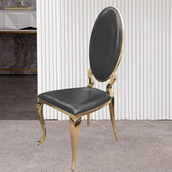 Креативные Обеденные Стулья из нержавеющей стали, Современная Мебель для столовой, Простой Европейский Ресторанный стул, Домашний Кухонный стул со спинкой