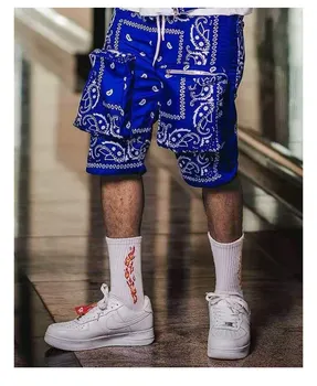 Летние Новые европейские и американские мужские брюки-карго в стиле хип-хоп, повседневные шорты свободного кроя с цветочным принтом кешью