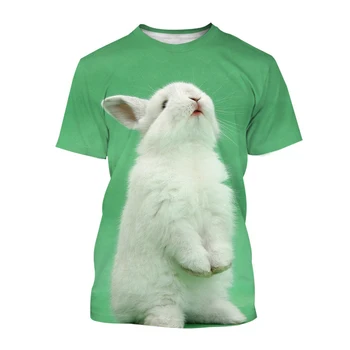 Летняя мужская футболка с 3D-принтом с милым кроликом, Повседневный пуловер Оверсайз с коротким рукавом, Модные футболки, Мужская одежда