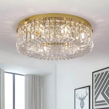 Люстры Светодиодный современный хрустальный потолок для столовой спальни Скандинавский золотой хромированный светодиодный потолочный светильник для гостиной