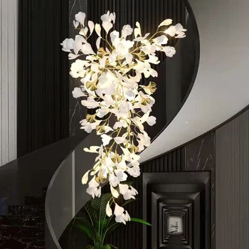 Люстры Современная светодиодная керамическая подвесная лампа в виде листа ветки дерева для потолочных люстр Медный подвесной светильник для спальни гостиной столовой