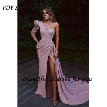 Магазин FDY Вечерние Блестки, расшитые бисером, Шлейф с разрезной вилкой, Сексуальное бальное платье для выпускного вечера, официальная вечеринка для женщин