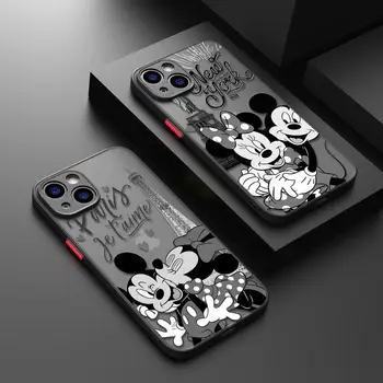 Матовая Оболочка Для iPhone 11 Чехол Для iPhone 15 14 13 12 Pro Max Mini X XR Xs 8 6 7 Plus Чехол-бампер Mickey Minnie Kiss Travel