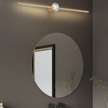 Медное зеркало Передняя лампа Ванная Комната Шкаф для ванной комнаты Шкаф для косметического зеркала в ванной комнате Простой туалетный столик Зеркальная лампа