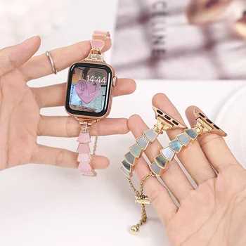 Металлический ремешок для Apple watch band 49мм 40мм 38мм 44мм 45мм 42мм Роскошный женский подарочный ремень-браслет correa iwatch series 8 7 6 4 SE 3