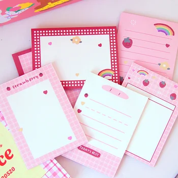Милые розовые заметки с клубникой, заметки для изучения, план, бумажные заметки