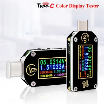 Мини USB тестер Измеритель напряжения тока Быстрая зарядка PD Детектор Цветной экран Мультиметр TC66/TC66C Type-C Вольтметр Амперметр