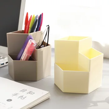 Многофункциональный ящик для хранения: креативный и свежий шестигранный держатель для ручек, простой пластиковый ящик для хранения на рабочем столе, канцелярские принадлежности для студентов