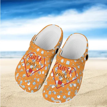 Модные сандалии с принтом супер учителя, учебные пособия, эскиз дышащих тапочек, нескользящие водонепроницаемые гавайские пляжные сабо