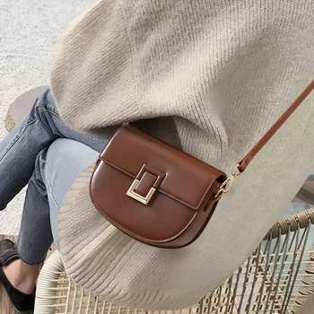 Модные сумки через плечо из натуральной кожи, женская сумка-мессенджер с квадратным клапаном, универсальная сумочка для поездок на работу