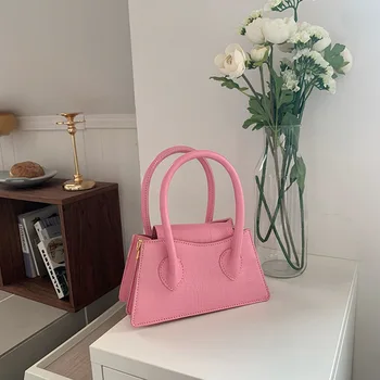 Модный Розовый Маленький Квадратный Женский Клатч-кошелек, сумки, Новая простая женская сумка-мессенджер, однотонные женские сумки через плечо