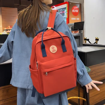 Модный женский рюкзак Kawaii с двойной ручкой, студенческая школьная сумка, водонепроницаемый рюкзак для ноутбука, колледжа, женская нейлоновая дорожная сумка