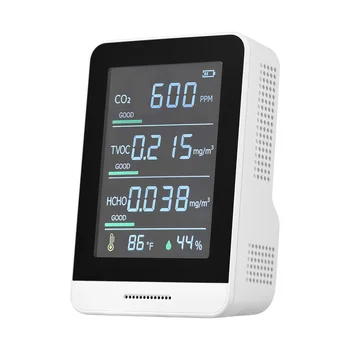 Монитор качества воздуха Детектор CO2 5 в 1 ИК Точный тестер для CO2 TVOC HCHO Температура Относительная влажность Показания в режиме реального времени