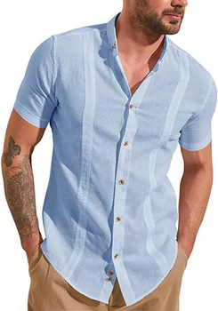 Мужская летняя деловая однотонная базовая рубашка, повседневный кардиган в светлую полоску, светские рубашки для мужчин, Элегантные блузки, топы