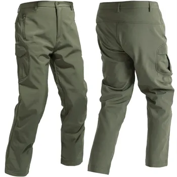 Мужские тактические походные брюки в мягкой оболочке, камуфляж из кожи акулы, водонепроницаемые тренировочные брюки, альпинистские охотничьи флисовые брюки