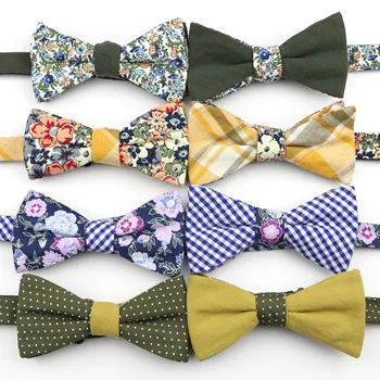 Мужские хлопковые галстуки-бабочки ручной работы, простые галстуки-бабочки в цветочную полоску, галстук-бабочка двух цветов.
