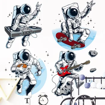 Музыкальный инструмент Космический Астронавт Мультяшные Наклейки на стену Съемный Виниловый Домашний декор Гостиная Спальня