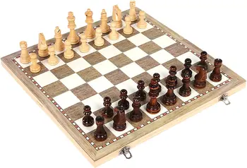 Набор Магнитных Шахматных Досок, Деревянный Цветной Игровой Набор для Шахмат и Шашек 3 в 1 с Портативной Складной доской для Детей и взрослых,