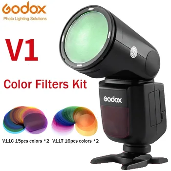 Набор Цветовых Эффектов Godox V11C V11T Набор Регулировки Цветовой Температуры для Круглых Головок Вспышки V1 H200R AK-R1 30шт Цветных Гелевых Фильтров