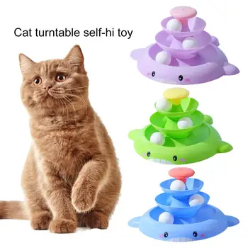 Набор игрушек для домашних животных Turntable Toy Pet Supply1 Игрушка для домашних животных Кошка, Колокольчик в форме Кита, Пушистое перо, Интерактивное Развлечение