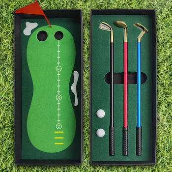 Набор ручек для гольфа Креативный набор ручек для клюшек для гольфа Мини-настольные игровые подарки для взрослых и детей с флажком для игры в гольф с тремя клюшками
