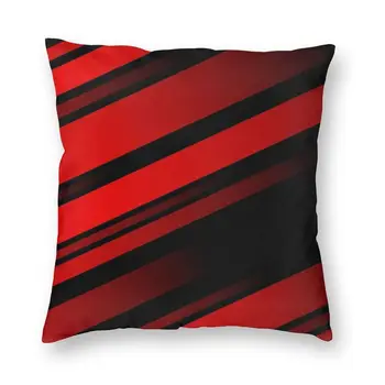 Наволочка в красную и черную полоску в скандинавском стиле, полиэстер, геометрическая абстракция, подушка для дивана, автомобиля, Квадратная наволочка, декор для дома