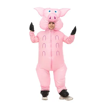 Надувной костюм розовой Свиньи для взрослых и детей, маскарадное платье, аниме, косплей, Милые забавные животные, Канивальная одежда для вечеринок, комбинезон, надувной наряд