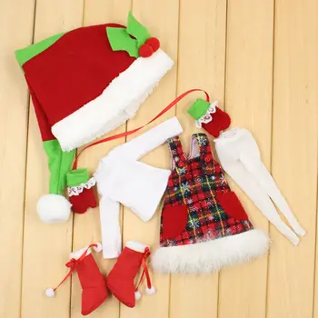 Наряды для куклы Блит, комплект одежды Санты со шляпой, рождественский костюм для косплея для 1/6 BJD icy dbs