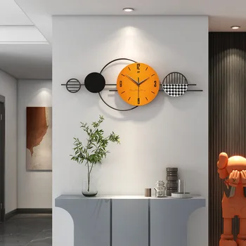 Настенный декор Часы Свет В гостиной Роскошные Современные Простые часы, Настенные Украшения для домашнего ресторана