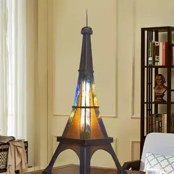Настольная лампа с Эйфелевой башней, настольная лампа из цветного стекла, бар, офис, рабочий стол, Художественная креативная настольная лампа