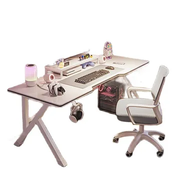 Настольный Компьютерный стол с Жирной К-образной ножкой, Белый Игровой стол, Спальня, Дом для девочек, Студенческий рабочий стол, Прямая трансляция, Простой Рабочий стол Ведущего