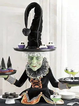 Настольный Сервер Halloween Witch С Арлекиновой Скатертью Halloween Cupcake Witch Display Stand Home Decoration 2023 Dropship
